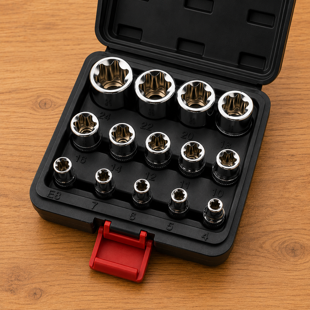 Kit Douilles Torx E 1/4" 3/8" 1/2" 14 Pièces I Atelier Valtis